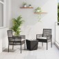vidaXL Set Bistro da Giardino 3 Pezzi con Cuscini Nero in Polyrattan vidaXL Set Bistro da Giardino 3 Pezzi con Cuscini Nero in Polyrattan