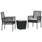 vidaXL Set Bistro da Giardino 3 Pezzi con Cuscini Nero in Polyrattan vidaXL Set Bistro da Giardino 3 Pezzi con Cuscini Nero in Polyrattan