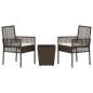 Set Bistro da Giardino a 3 Pezzi con Cuscini Marrone in Polyrattan
