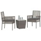 Set Bistro da Giardino 3 Pezzi con Cuscini Grigio in Polyrattan Set Bistro da Giardino 3 Pezzi con Cuscini Grigio in Polyrattan