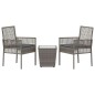 Set Bistro da Giardino 3 Pezzi con Cuscini Grigio in Polyrattan Set Bistro da Giardino 3 Pezzi con Cuscini Grigio in Polyrattan