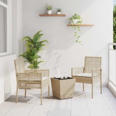 Set da Giardino 3 Pezzi vidaXL con Cuscini Beige in Polyrattan