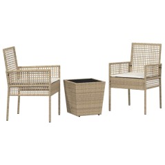 Set da Giardino 3 Pezzi vidaXL con Cuscini Beige in Polyrattan