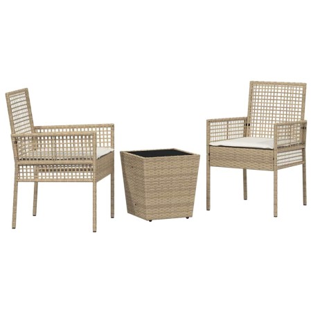 Set da Giardino 3 Pezzi vidaXL con Cuscini Beige in Polyrattan