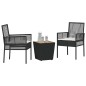 vidaXL Set da Giardino Bistro 3 Pezzi con Cuscini Nero Rattan Sintetico vidaXL Set da Giardino Bistro 3 Pezzi con Cuscini Nero Rattan Sintetico