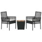 vidaXL Set da Giardino Bistro 3 Pezzi con Cuscini Nero Rattan Sintetico vidaXL Set da Giardino Bistro 3 Pezzi con Cuscini Nero Rattan Sintetico