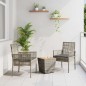 Set Bistro da Giardino 3 Pezzi con Cuscini Grigio in Polyrattan