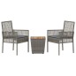 Set Bistro da Giardino 3 Pezzi con Cuscini Grigio in Polyrattan