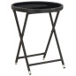 Set Bistro da Giardino 3 Pezzi con Cuscini Rattan Nero