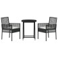 Set Bistro da Giardino 3 Pezzi con Cuscini Rattan Nero