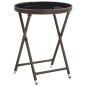 Set Bistro da Giardino 3 Pezzi con Cuscini Marrone in Polyrattan Set Bistro da Giardino 3 Pezzi con Cuscini Marrone in Polyrattan