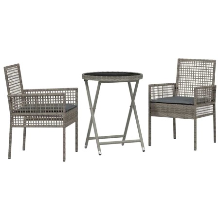 Set da Giardino 3 Pezzi vidaXL con Cuscini Grigio in Polyrattan