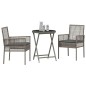 Set da Giardino 3 Pezzi vidaXL con Cuscini Grigio in Polyrattan