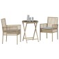 vidaXL Set Bistro da Giardino a 3 Pezzi con Cuscini Beige in Polyrattan