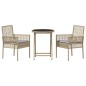 vidaXL Set Bistro da Giardino a 3 Pezzi con Cuscini Beige in Polyrattan