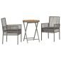 Set Bistro da Giardino a 3 Pezzi con Cuscini Grigio in Rattan Sintetico Set Bistro da Giardino a 3 Pezzi con Cuscini Grigio in Rattan Sintetico