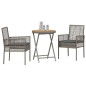 Set Bistro da Giardino a 3 Pezzi con Cuscini Grigio in Rattan Sintetico Set Bistro da Giardino a 3 Pezzi con Cuscini Grigio in Rattan Sintetico