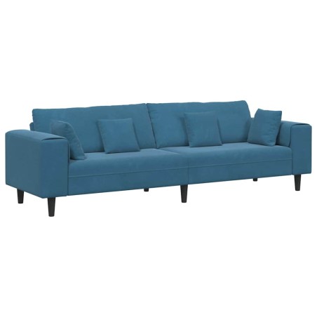 vidaXL Divano in Velluto con cuscino con cuscino Blu 208 cm Velluto