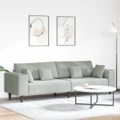 vidaXL Divano in Velluto con cuscino con cuscino Grigio chiaro 208 cm Velluto