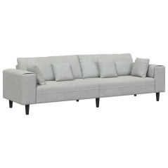 vidaXL Divano in Velluto con cuscino con cuscino Grigio chiaro 208 cm Velluto