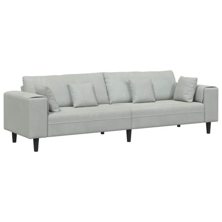 vidaXL Divano in Velluto con cuscino con cuscino Grigio chiaro 208 cm Velluto