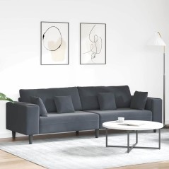 vidaXL Divano in Velluto con cuscino con cuscino Grigio scuro 208 cm Velluto