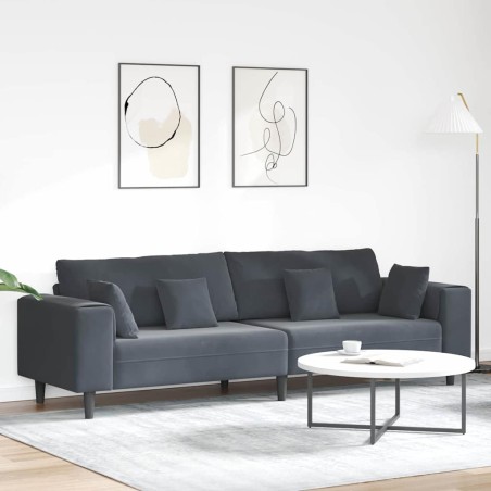 vidaXL Divano in Velluto con cuscino con cuscino Grigio scuro 208 cm Velluto