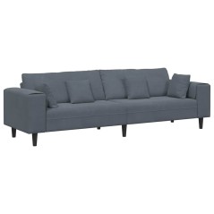 vidaXL Divano in Velluto con cuscino con cuscino Grigio scuro 208 cm Velluto