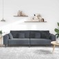 vidaXL Divano in Velluto con cuscino con cuscino Grigio scuro 208 cm Velluto vidaXL Divano in Velluto con cuscino con cuscino Grigio scuro 208 cm Velluto