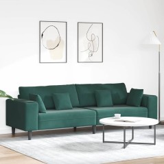 vidaXL Divano in Velluto con cuscino con cuscino Verde Scuro 208 cm Velluto