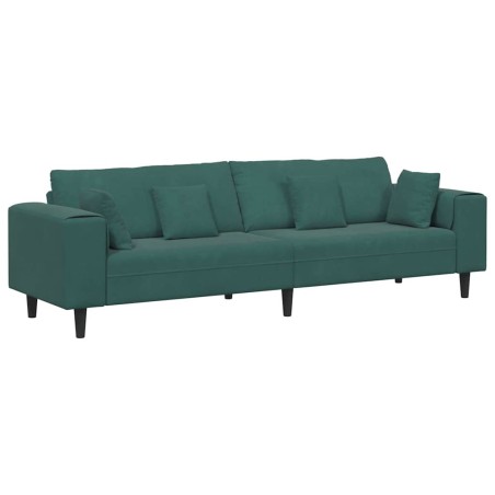 vidaXL Divano in Velluto con cuscino con cuscino Verde Scuro 208 cm Velluto
