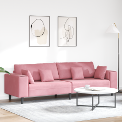 vidaXL Divano in Velluto con cuscino Rosa 209 cm Velluto