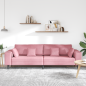 vidaXL Divano in Velluto con cuscino Rosa 209 cm Velluto vidaXL Divano in Velluto con cuscino Rosa 209 cm Velluto