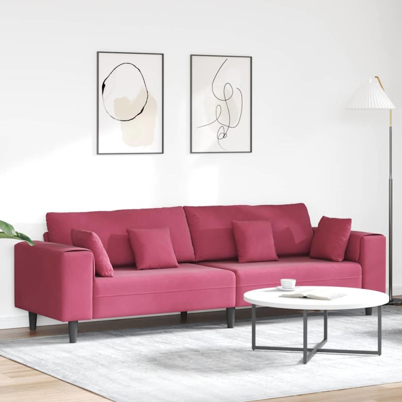 vidaXL Divano in Velluto con cuscino con cuscino Rosso Vino 208 cm Velluto vidaXL Divano in Velluto con cuscino con cuscino Rosso Vino 208 cm Velluto