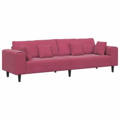 vidaXL Divano in Velluto con cuscino con cuscino Rosso Vino 208 cm Velluto