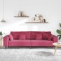vidaXL Divano in Velluto con cuscino con cuscino Rosso Vino 208 cm Velluto vidaXL Divano in Velluto con cuscino con cuscino Rosso Vino 208 cm Velluto