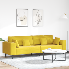 vidaXL Divano in Velluto con cuscino con cuscino Giallo 210 cm Velluto