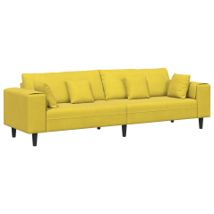 vidaXL Divano in Velluto con cuscino con cuscino Giallo 210 cm Velluto