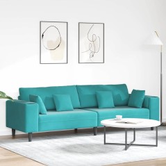 vidaXL Divano in Velluto con cuscino con cuscino Turchese 208 cm Velluto