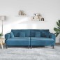 vidaXL Divano in Velluto con cuscino con cuscino 3 pcs Blu 208 cm Velluto vidaXL Divano in Velluto con cuscino con cuscino 3 pcs Blu 208 cm Velluto