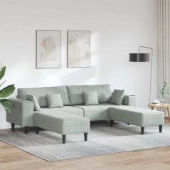 vidaXL Divano in Velluto 3 pcs Grigio chiaro 208 cm Velluto