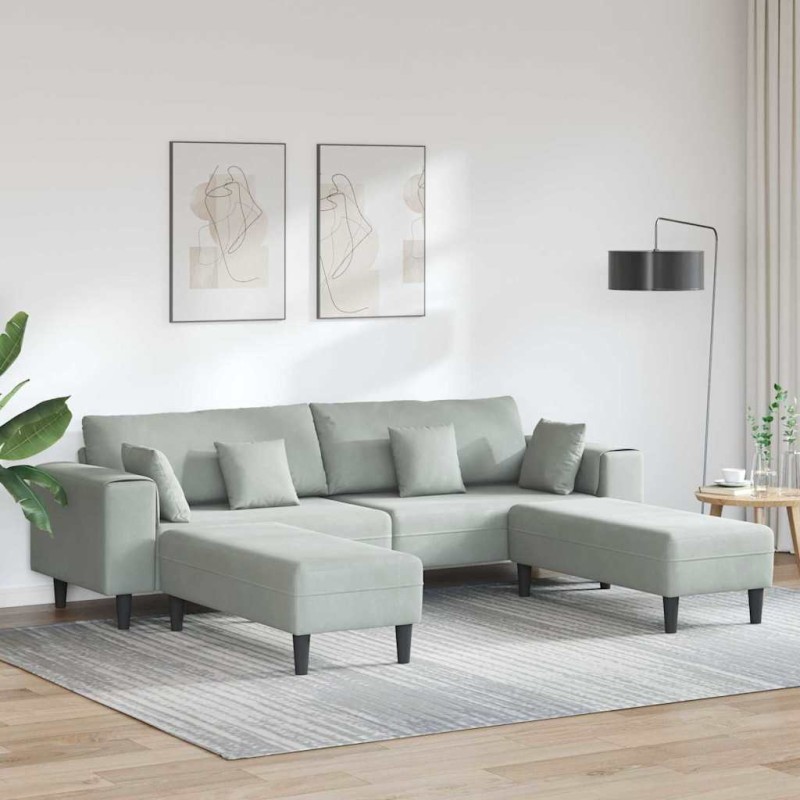 vidaXL Divano in Velluto 3 pcs Grigio chiaro 208 cm Velluto vidaXL Divano in Velluto 3 pcs Grigio chiaro 208 cm Velluto