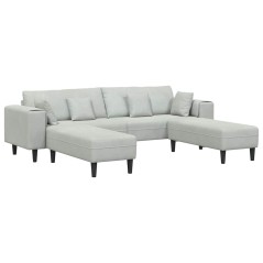 vidaXL Divano in Velluto 3 pcs Grigio chiaro 208 cm Velluto