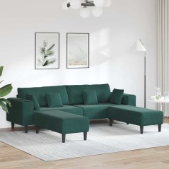 vidaXL Divano in Velluto con cuscino con cuscino 3 pcs Verde Scuro 208 cm Velluto