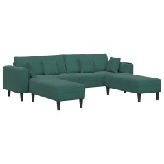 vidaXL Divano in Velluto con cuscino con cuscino 3 pcs Verde Scuro 208 cm Velluto