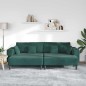 vidaXL Divano in Velluto con cuscino con cuscino 3 pcs Verde Scuro 208 cm Velluto vidaXL Divano in Velluto con cuscino con cuscino 3 pcs Verde Scuro 208 cm Velluto