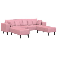vidaXL Divano in Velluto con cuscino con cuscino 3 pcs Rosa 208 cm Velluto