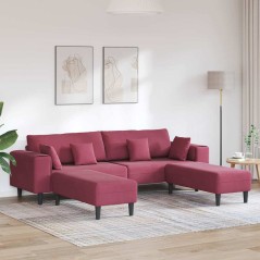 vidaXL Divano in Velluto con cuscino con cuscino 3 pcs Rosso Vino 208 cm Velluto