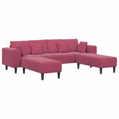 vidaXL Divano in Velluto con cuscino con cuscino 3 pcs Rosso Vino 208 cm Velluto
