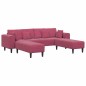 vidaXL Divano in Velluto con cuscino con cuscino 3 pcs Rosso Vino 208 cm Velluto